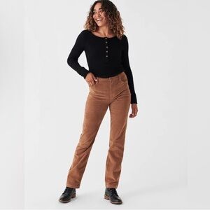 Faherty Stretch Cord Julianne Straight Leg Corduroy Pants in Cord Brown Sz 24